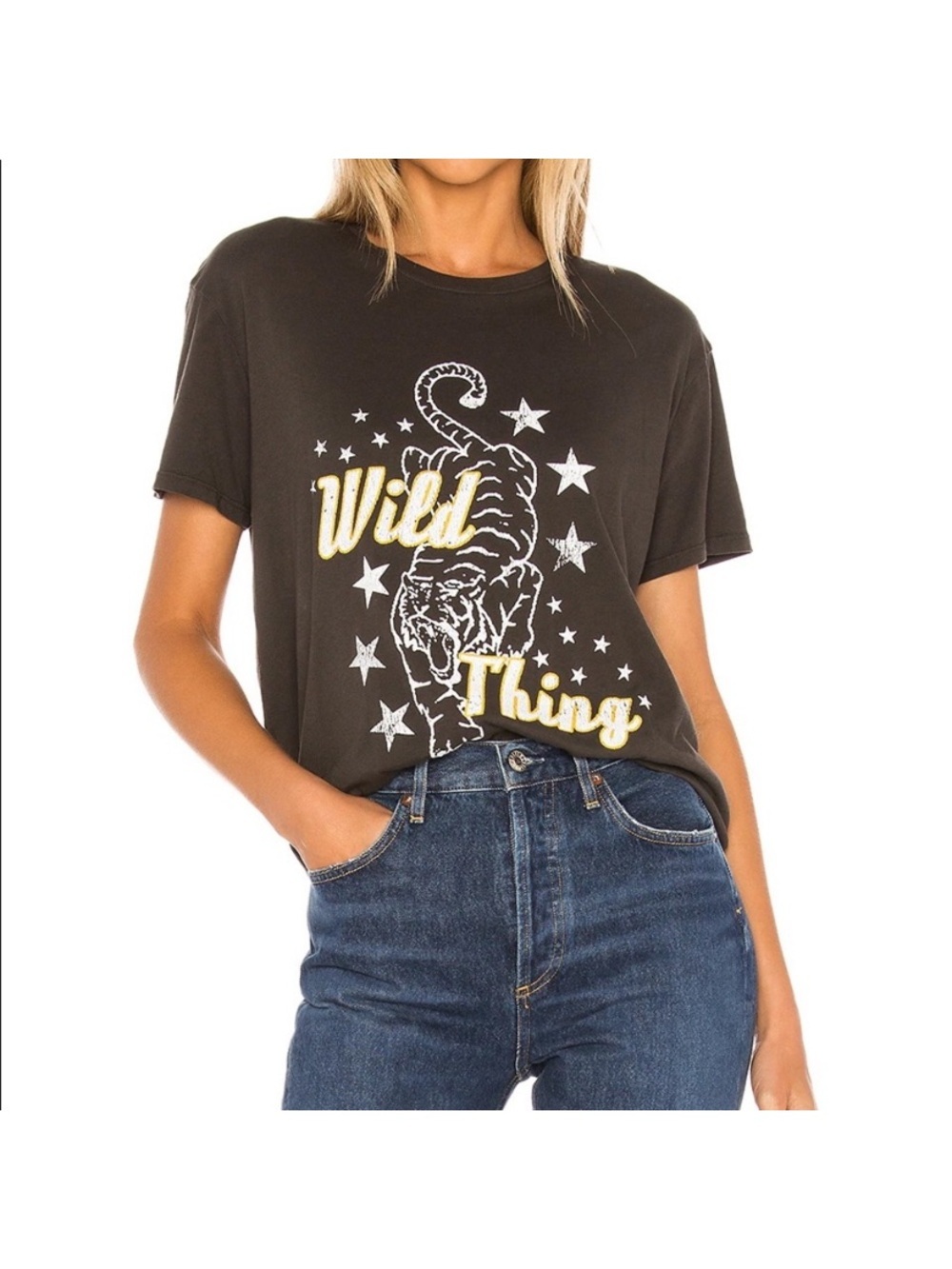 Show Me Your MuMu Gray Graphic Tiger Print Wild Thing Organic Cotton Tee Medium